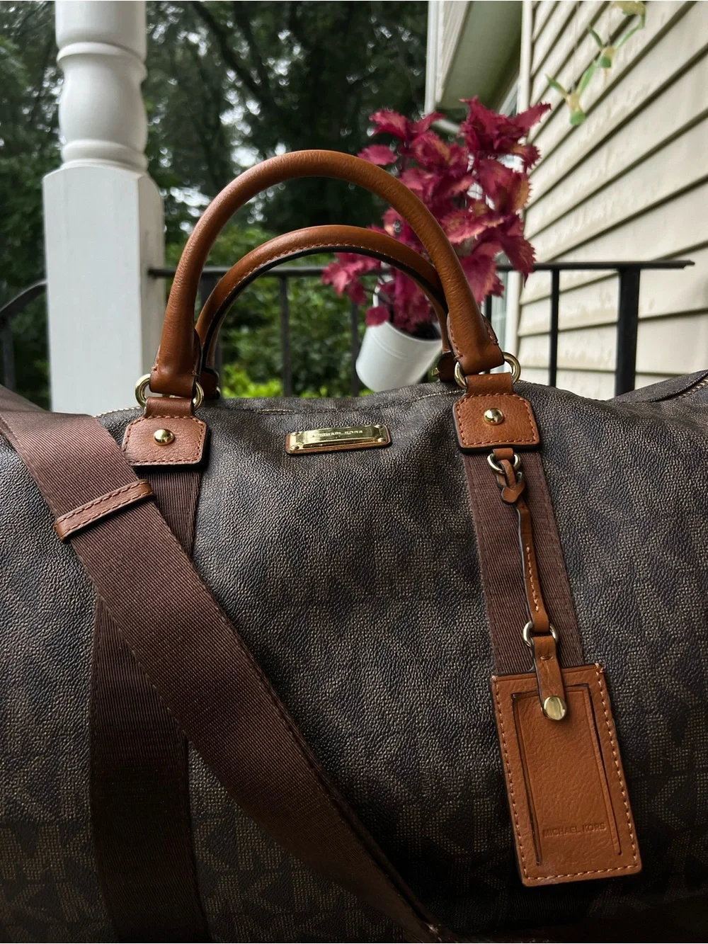 Michael Kors Dark Brown Monogram Weekend Duffle bag